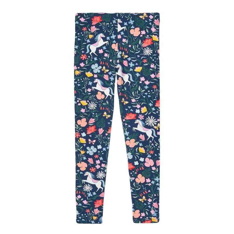 Joules Girls Deedee Printed Jersey Leggings - Navy Floral Horse